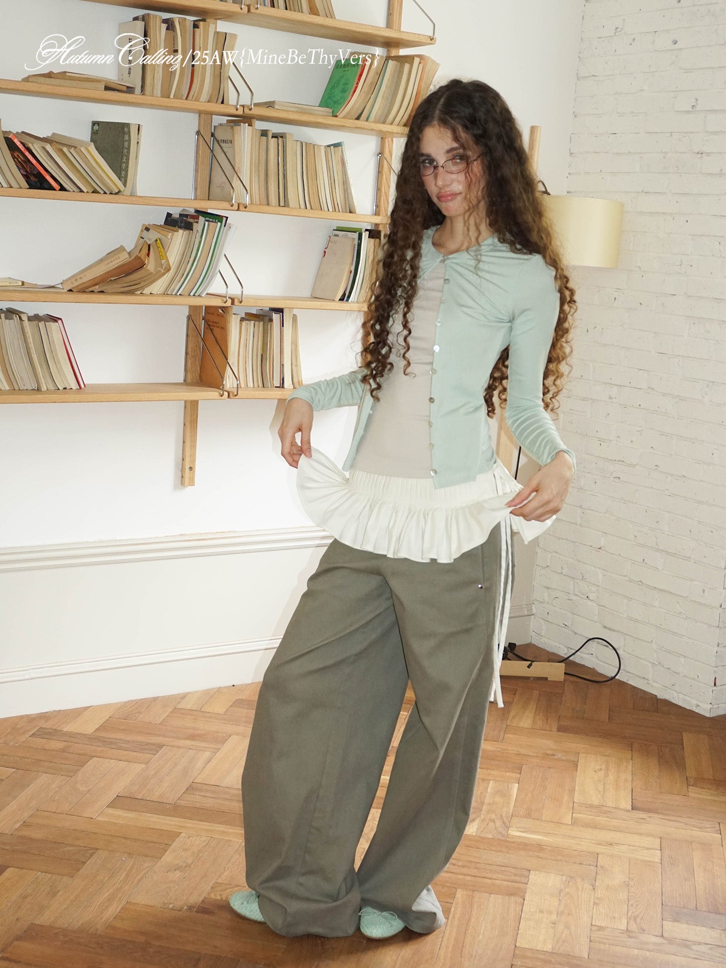 GRAY-GREEN MICRO MINI SKIRT+PANTS