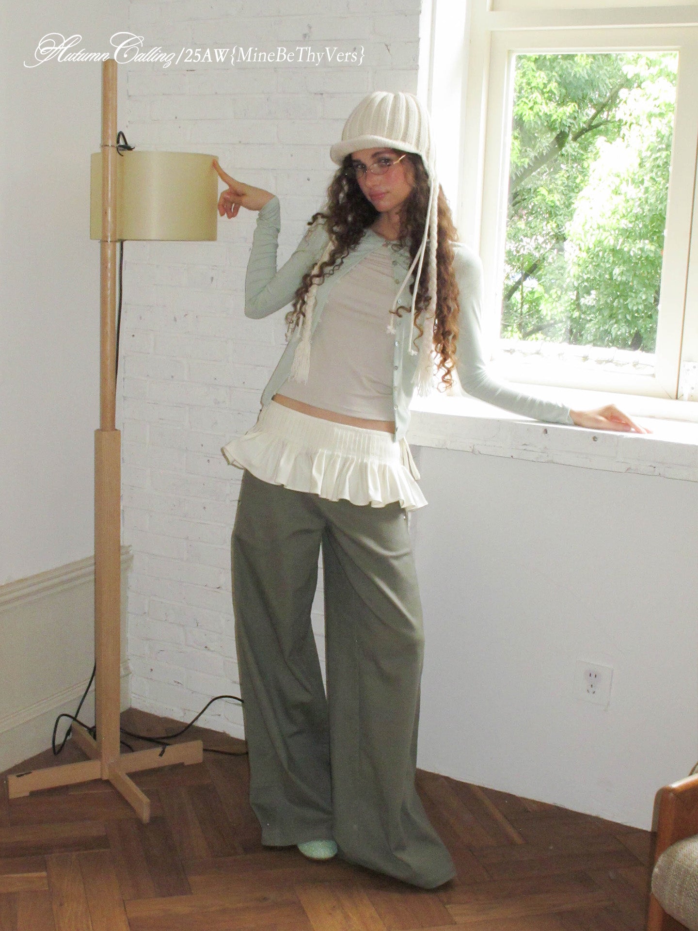 GRAY-GREEN MICRO MINI SKIRT+PANTS