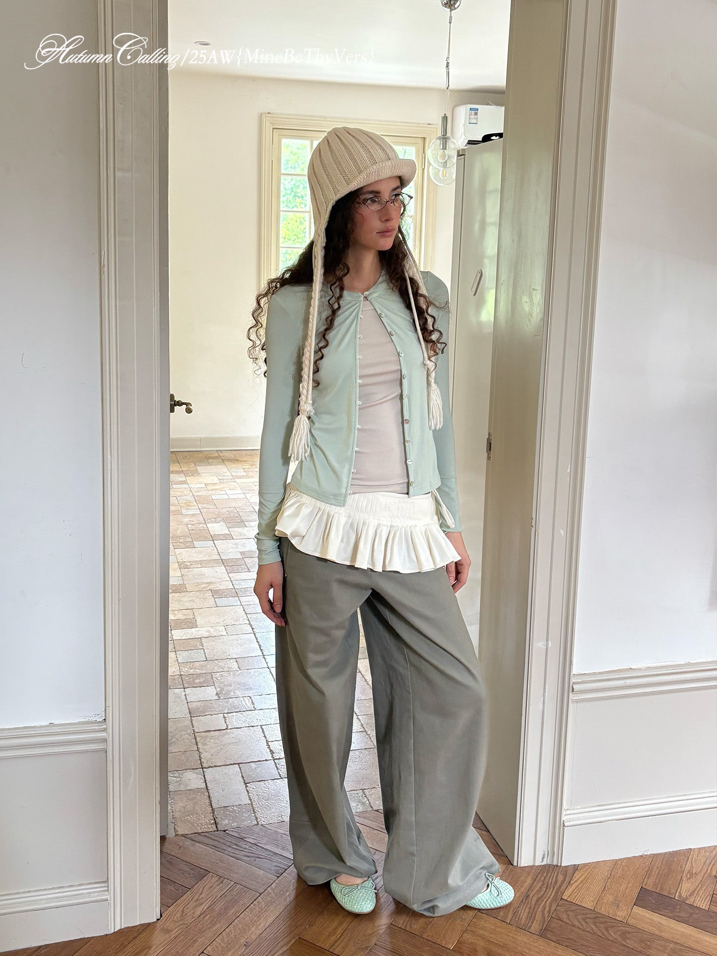 GRAY-GREEN MICRO MINI SKIRT+PANTS