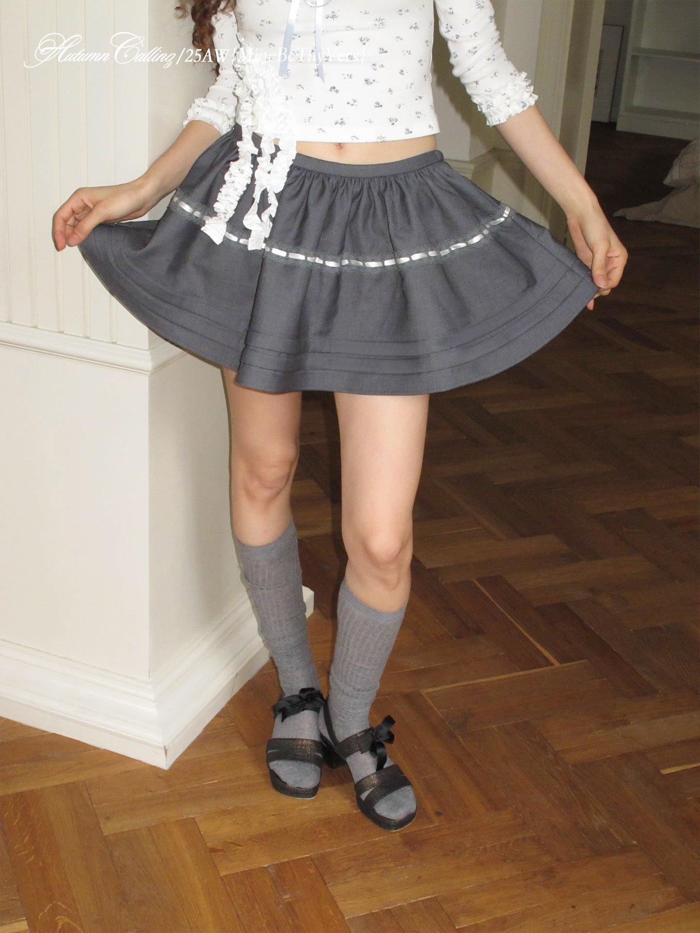 GRAY LACE UP TUTU SKIRT