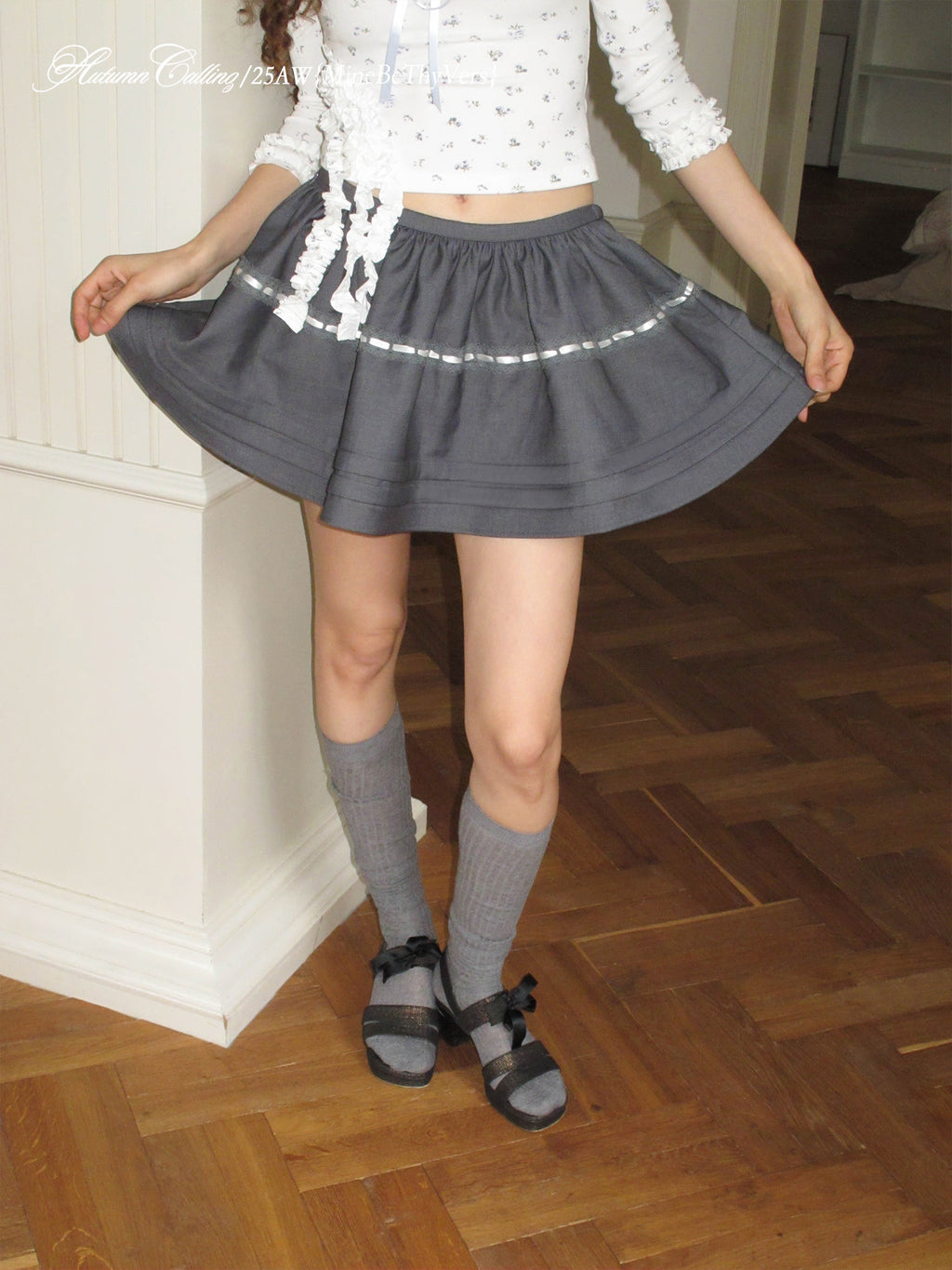GRAY LACE UP TUTU SKIRT